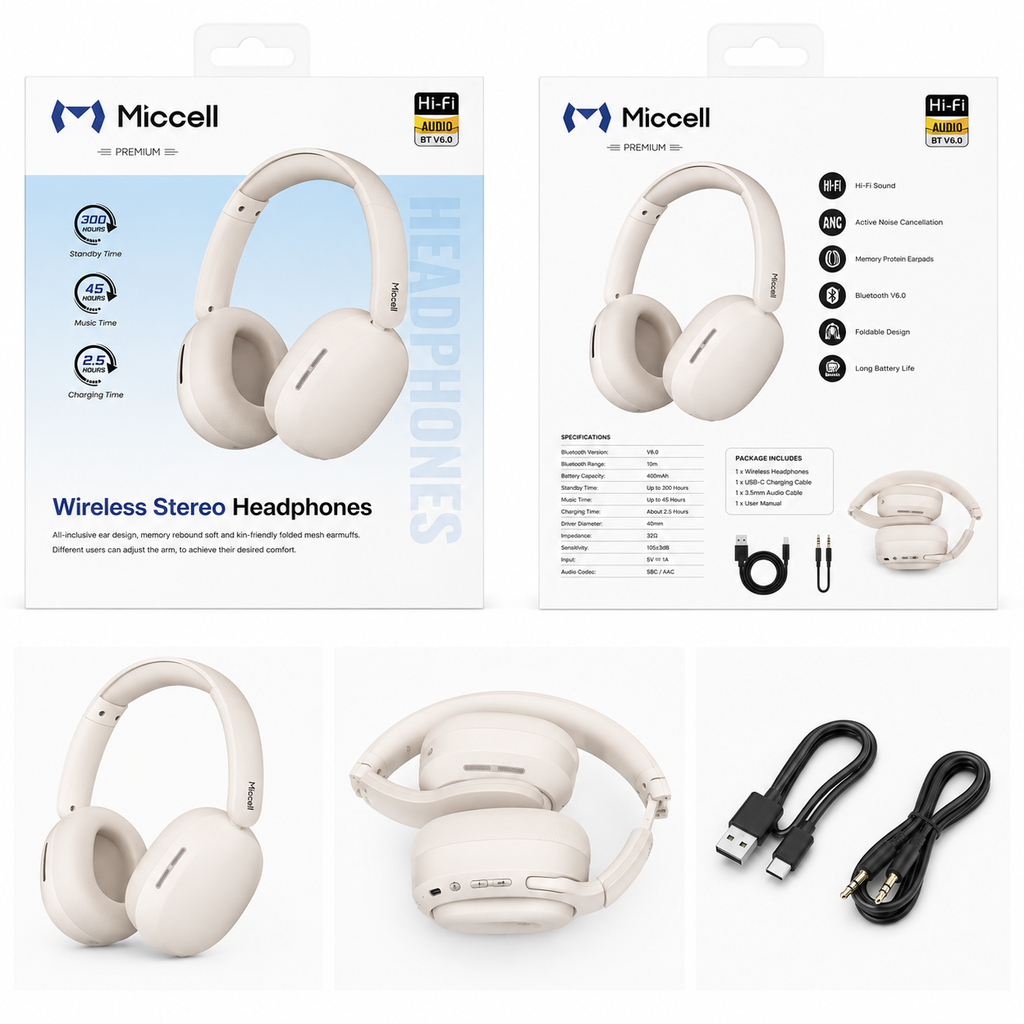 Miccell Wireless Stereo Headphones