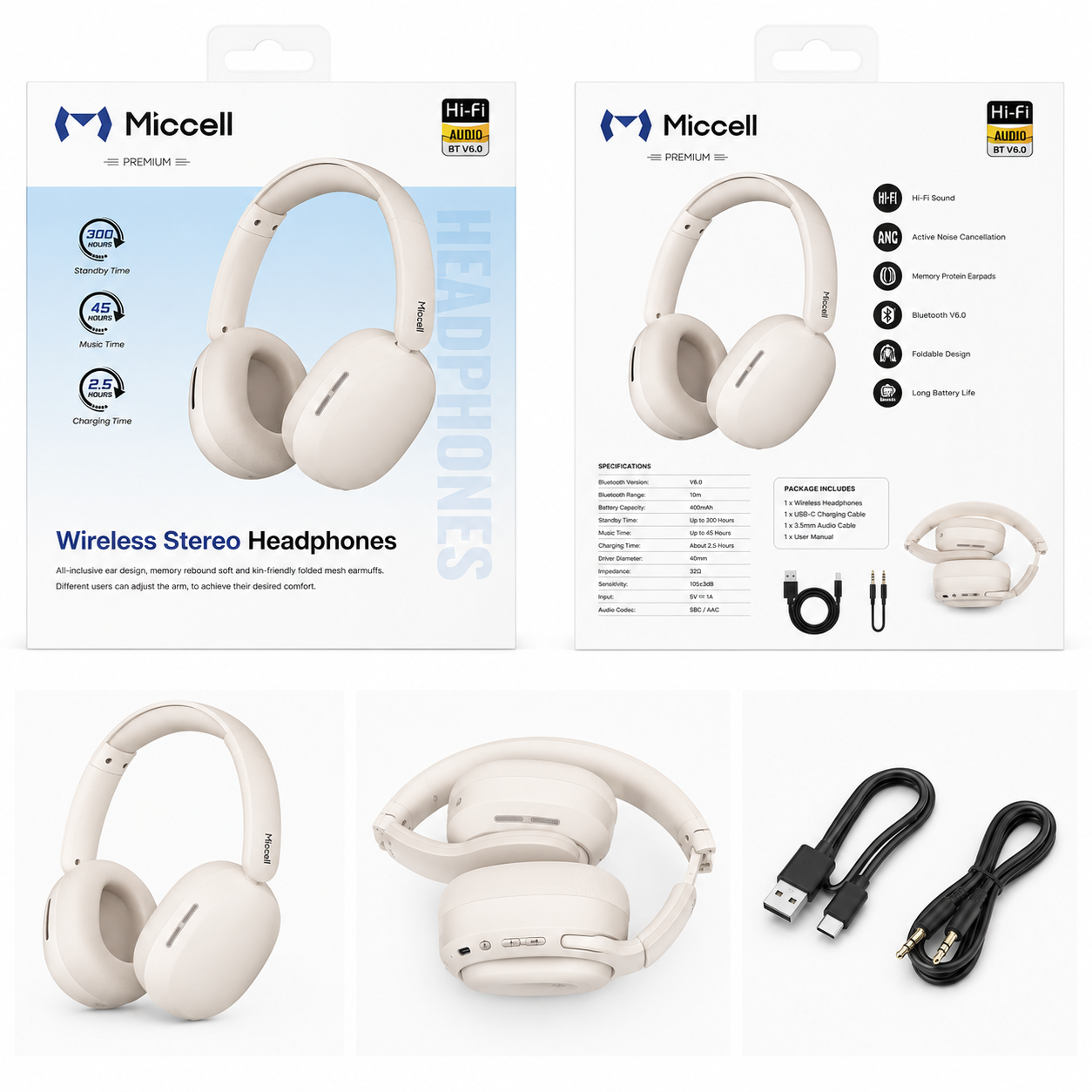 Miccell Wireless Stereo Headphones