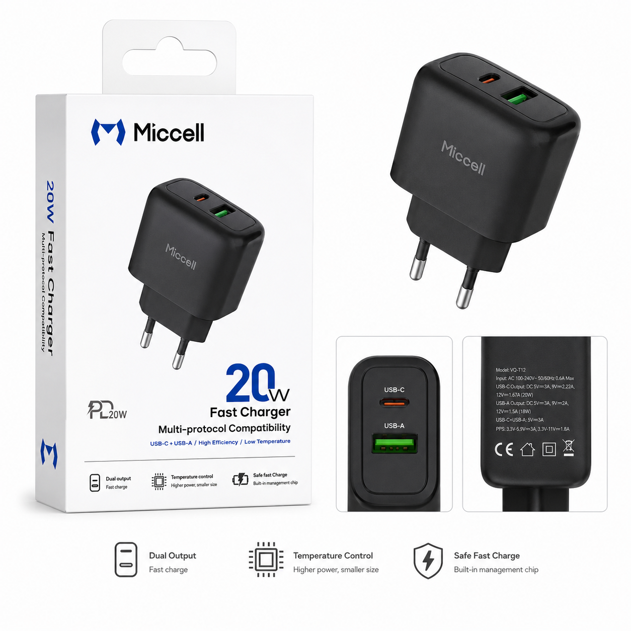 Miccell Dual-Port Fast Charger/Adapter